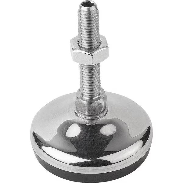 Levelling Foot With Hexagon Socket, Form:C M20X200, D=80, Stainless Steel, Comp:Rubber, Kipp, Mfr#: K0739.3208020X200